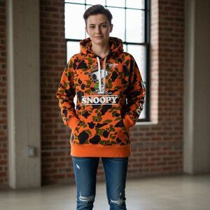 Todd Snyder x L.L. Bean S Snoopy Orange Camo Troop Leader Hoodie